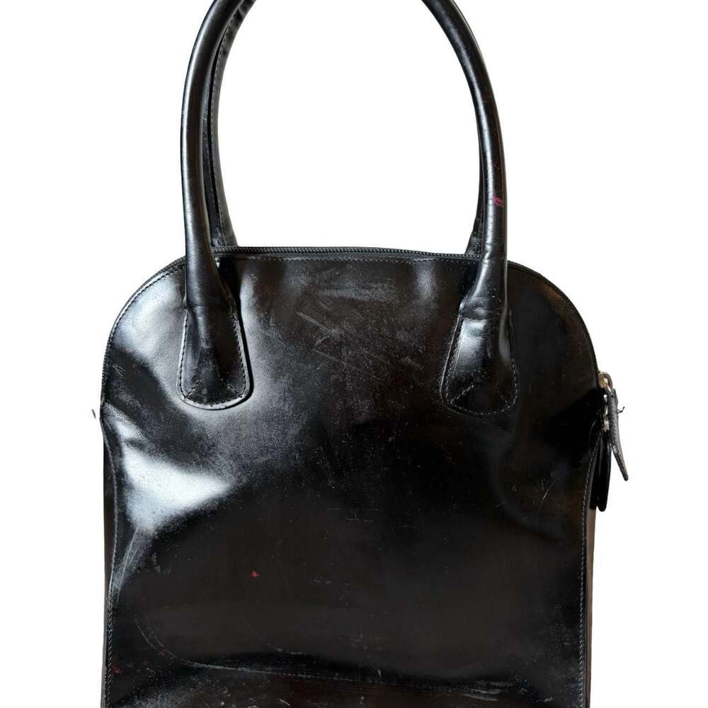 Giorgio Armani Le Collezioni Black Patent Leather Dome Tote